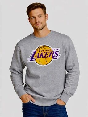 Men’s Los Angeles Lakers Gray Sweatshirt, Basketball, NBA, Size Medium